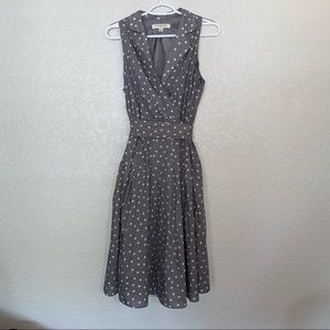 Gray & White Retro Dapper Full Skirted Shirt Dress | Size 12P